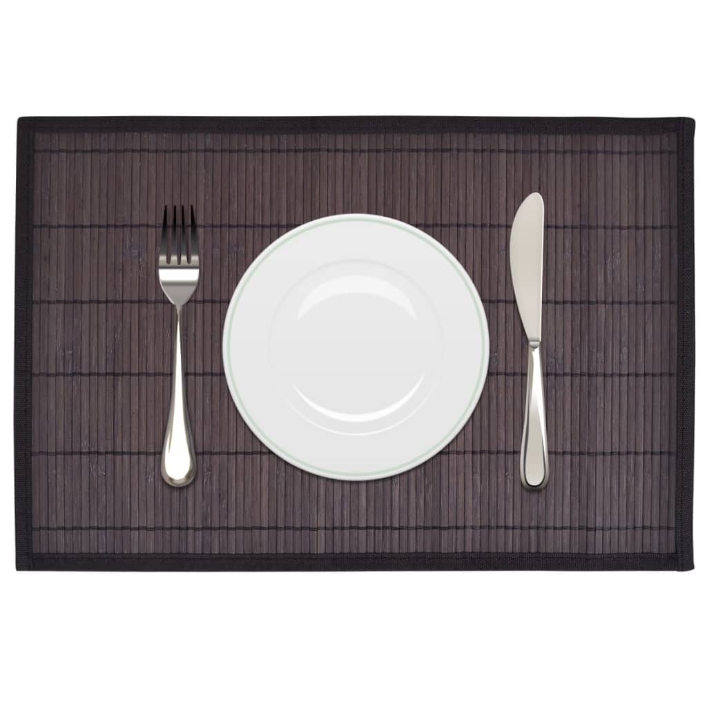 6 bamboo placemats 30 x 45 cm dark brown