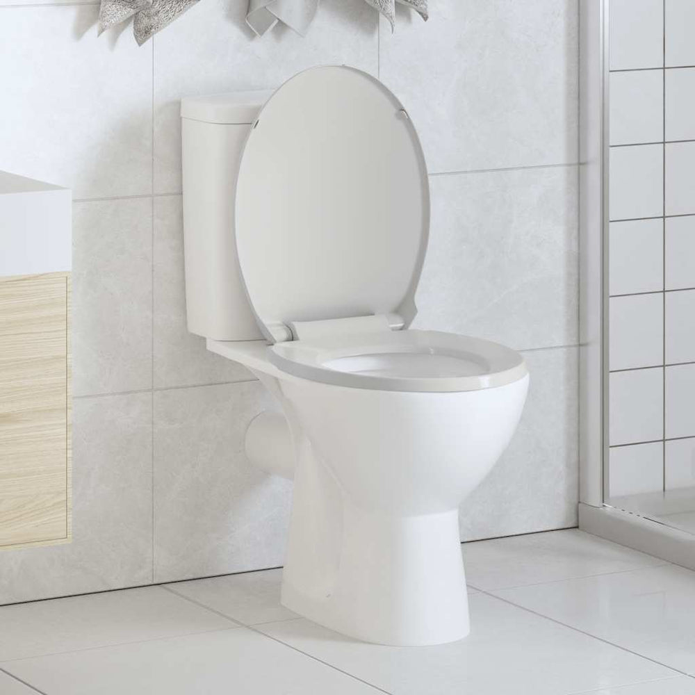 vidaXL Toilet Seat with Soft Close White Oval