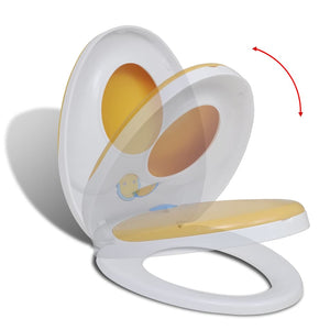 vidaXL Toilet Seat with Soft Close for Adults/Children White & Yellow