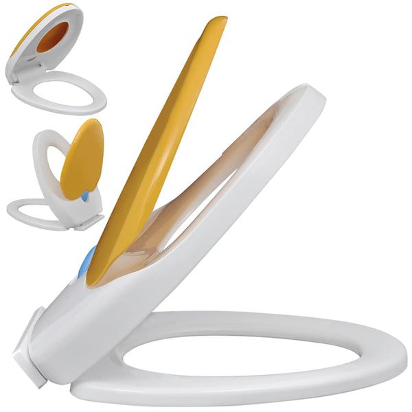 vidaXL Toilet Seat with Soft Close for Adults/Children White & Yellow
