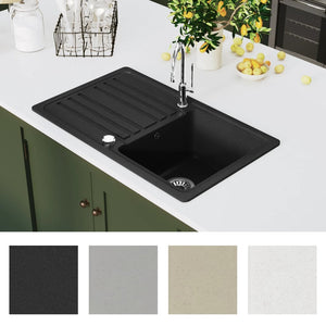 Granite Sink with Drainer Reversible Black
