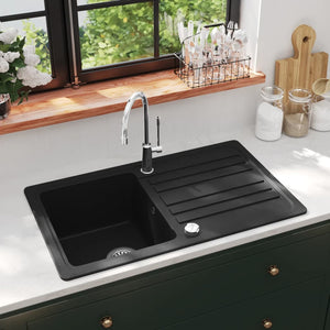 Granite Sink with Drainer Reversible Black