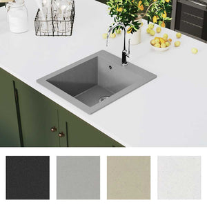 vidaXL Granite Sink Single Bowl Grey