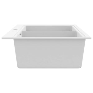 Granite double-bowl sink white