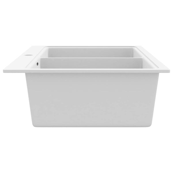 Granite double-bowl sink white