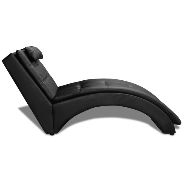 vidaXL Chaise Lounge with Cushions Black Faux Leather