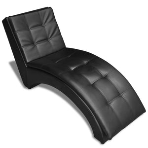 vidaXL Chaise Lounge with Cushions Black Faux Leather