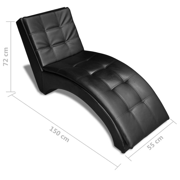 vidaXL Chaise Lounge with Cushions Black Faux Leather