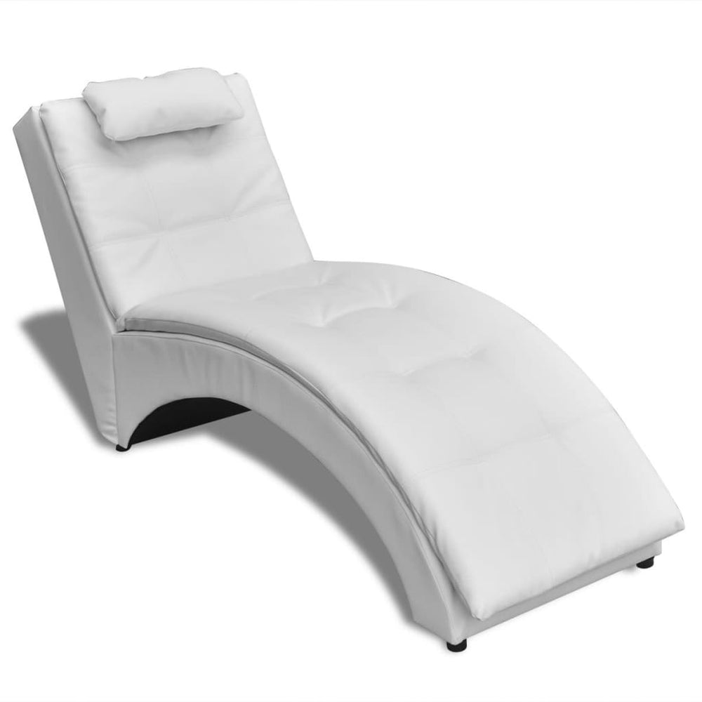 vidaXL Chaise Lounge with Cushions White Faux Leather