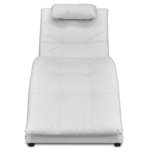 vidaXL Chaise Lounge with Cushions White Faux Leather