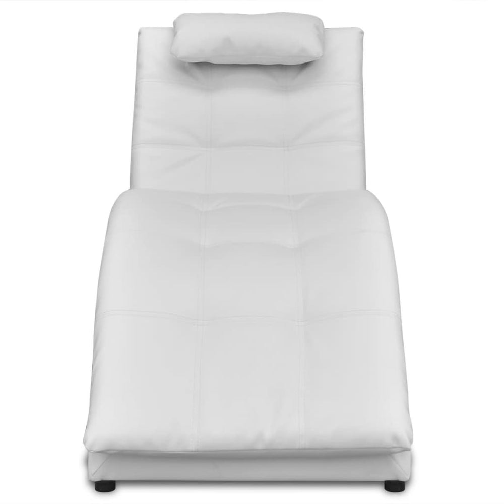vidaXL Chaise Lounge with Cushions White Faux Leather