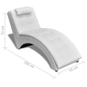 vidaXL Chaise Lounge with Cushions White Faux Leather