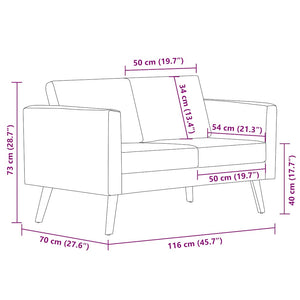 vidaXL 2-Seater Sofa Fabric Light Grey