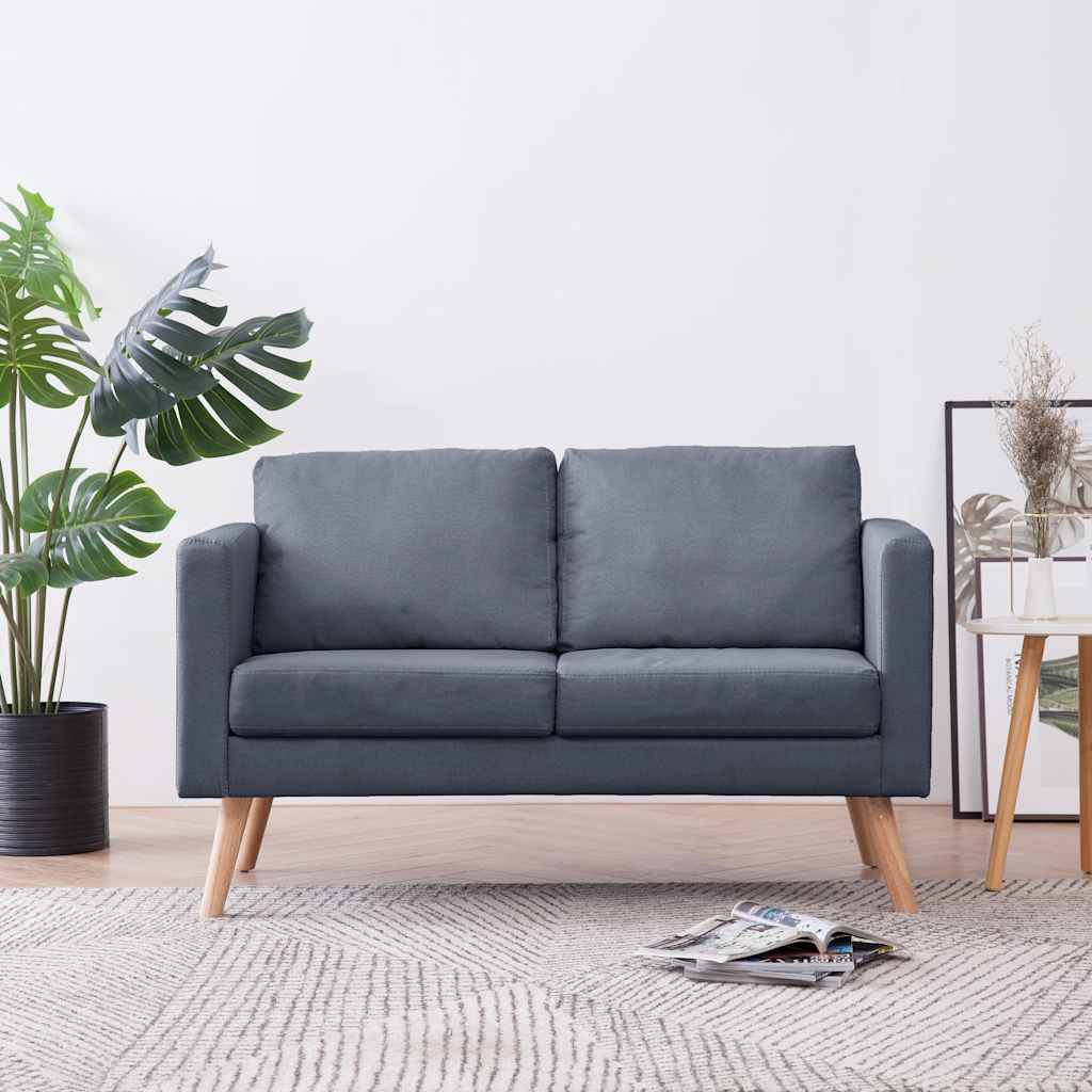 vidaXL 2-Seater Sofa Fabric Dark Grey