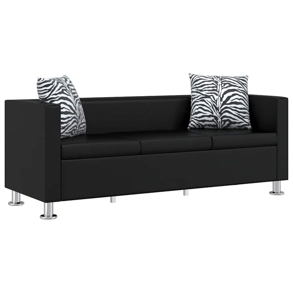 vidaXL 3-Seater Sofa Artificial Leather Black