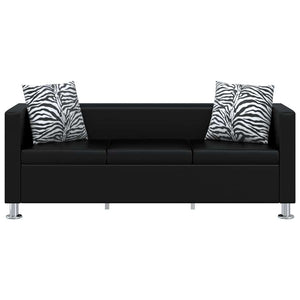 vidaXL 3-Seater Sofa Artificial Leather Black