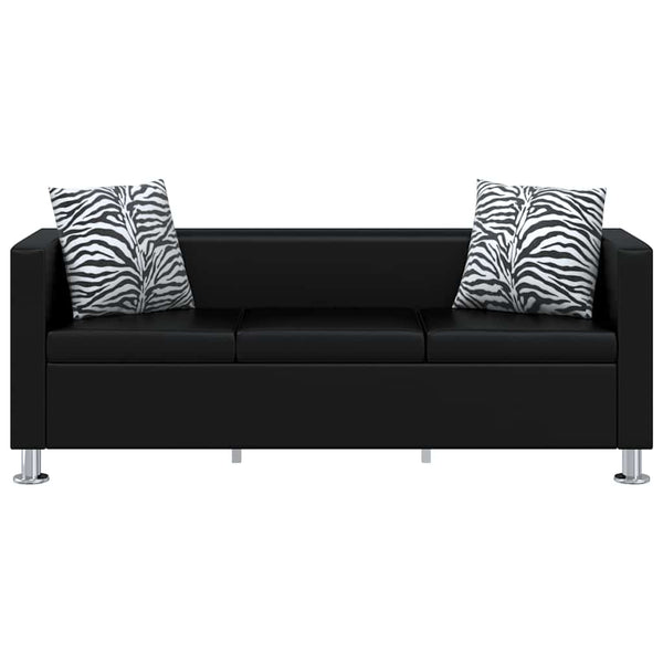 vidaXL 3-Seater Sofa Artificial Leather Black