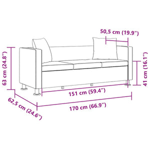 vidaXL 3-Seater Sofa Artificial Leather Black