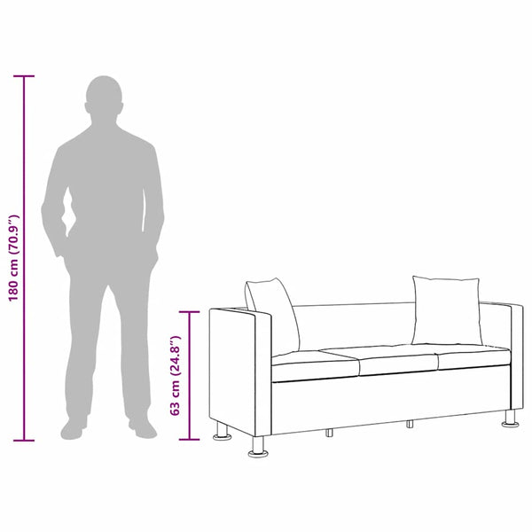 vidaXL 3-Seater Sofa Artificial Leather Black