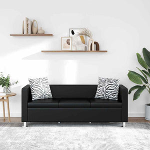 vidaXL 3-Seater Sofa Artificial Leather Black