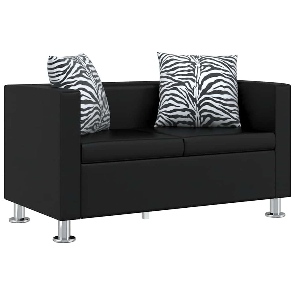 vidaXL 2-Seater Sofa Artificial Leather Black