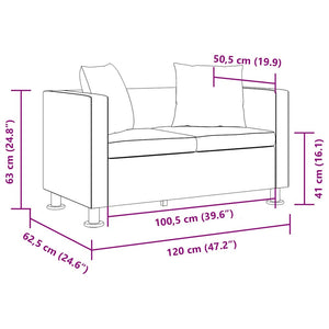 vidaXL 2-Seater Sofa Artificial Leather Black