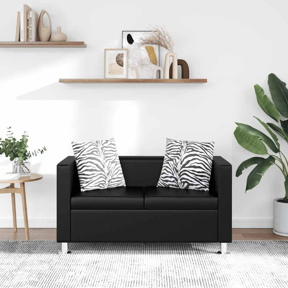 vidaXL 2-Seater Sofa Artificial Leather Black