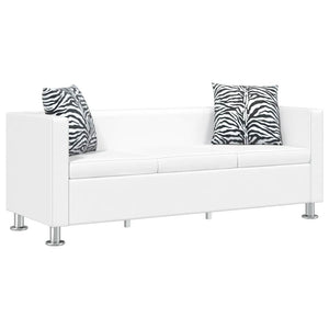 vidaXL 3-Seater Sofa Artificial Leather White