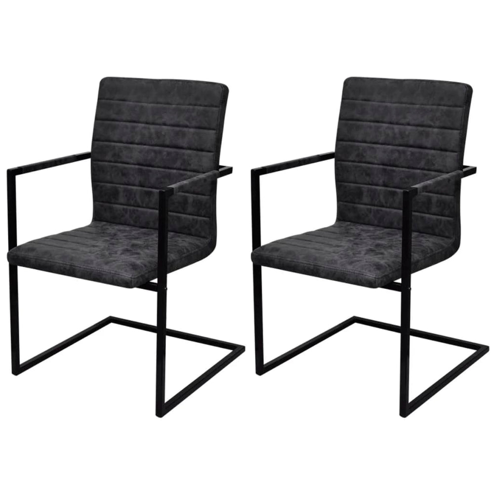 vidaXL Cantilever Chairs 2 pcs Black Faux Leather