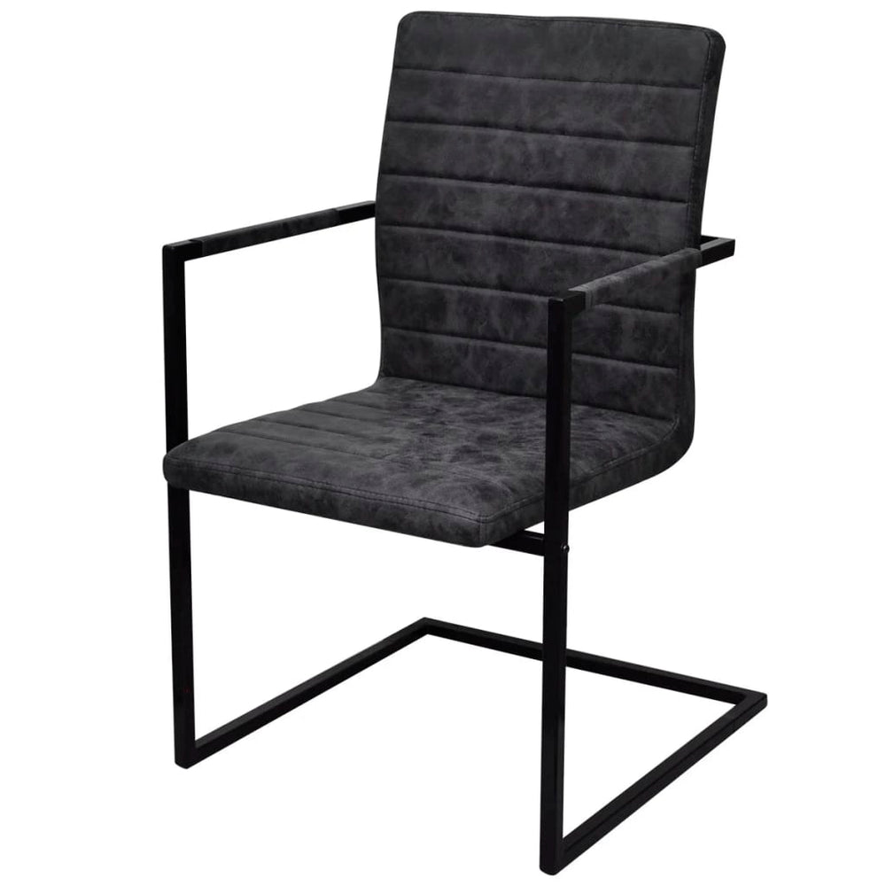 vidaXL Cantilever Chairs 2 pcs Black Faux Leather