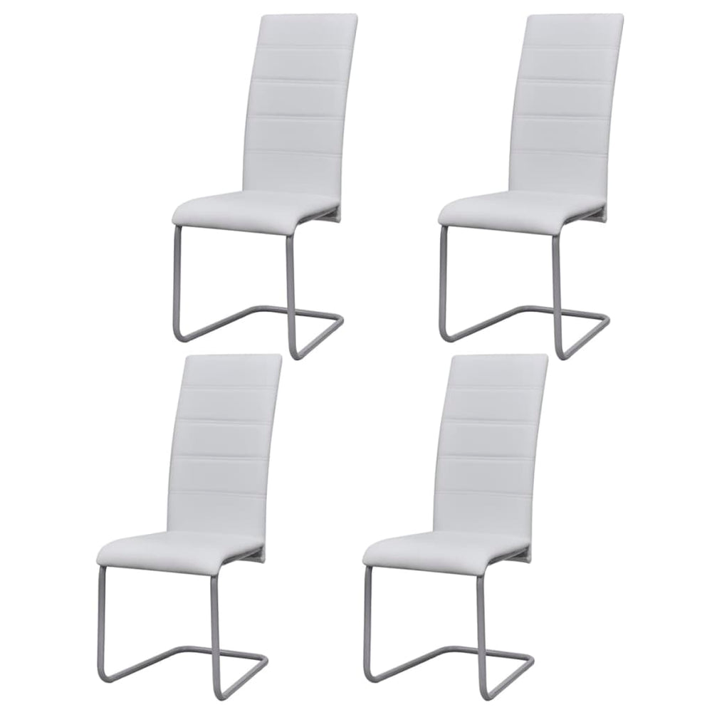 vidaXL Cantilever Chairs 4 pcs. White Faux Leather