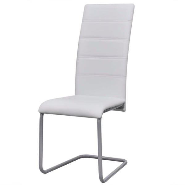 vidaXL Cantilever Chairs 4 pcs. White Faux Leather