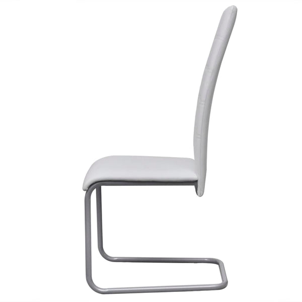 vidaXL Cantilever Chairs 4 pcs. White Faux Leather