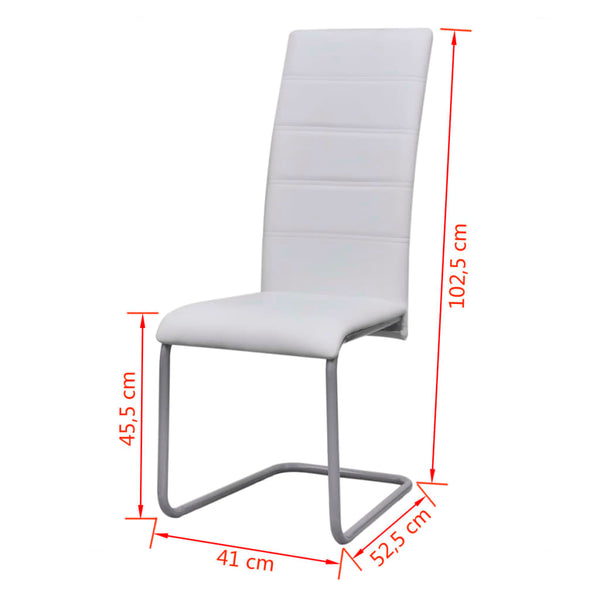 vidaXL Cantilever Chairs 4 pcs. White Faux Leather