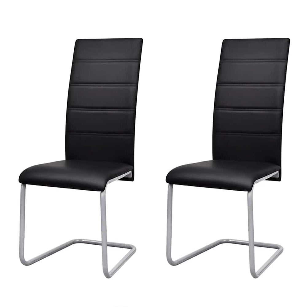 vidaXL Cantilever Chairs 2 pcs Black Faux Leather