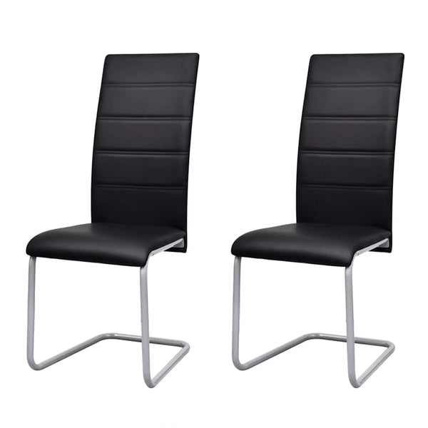 vidaXL Cantilever Chairs 2 pcs Black Faux Leather