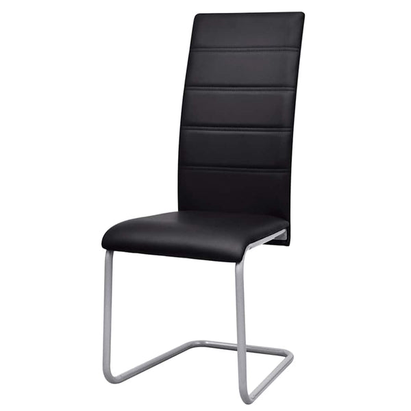 vidaXL Cantilever Chairs 2 pcs Black Faux Leather