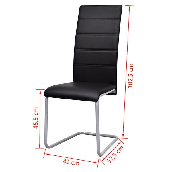 vidaXL Cantilever Chairs 2 pcs Black Faux Leather