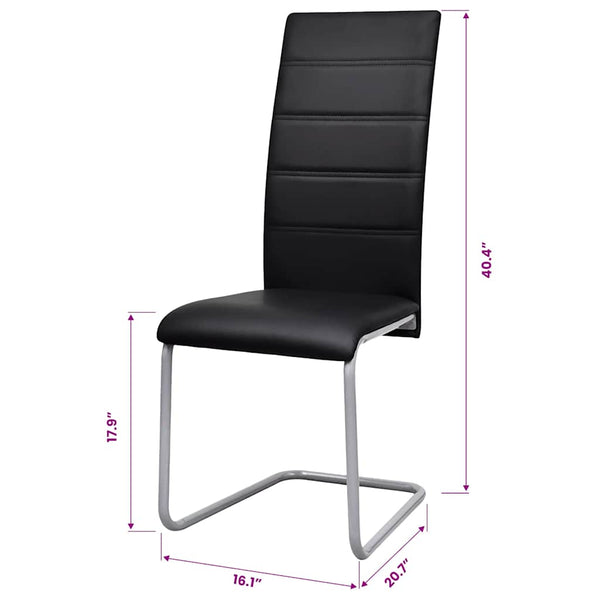 vidaXL Cantilever Chairs 2 pcs Black Faux Leather