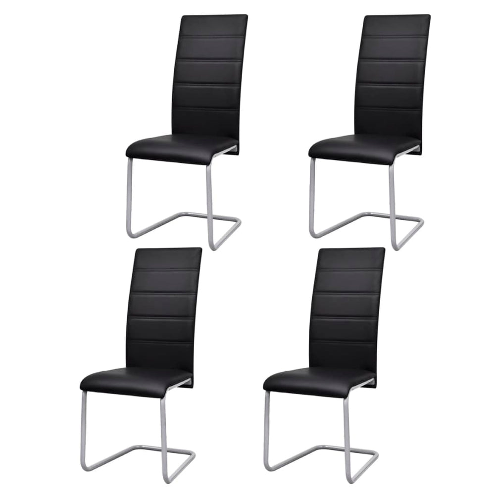 vidaXL Cantilever Chairs 4 pcs Black Faux Leather