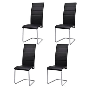 vidaXL Cantilever Chairs 4 pcs Black Faux Leather