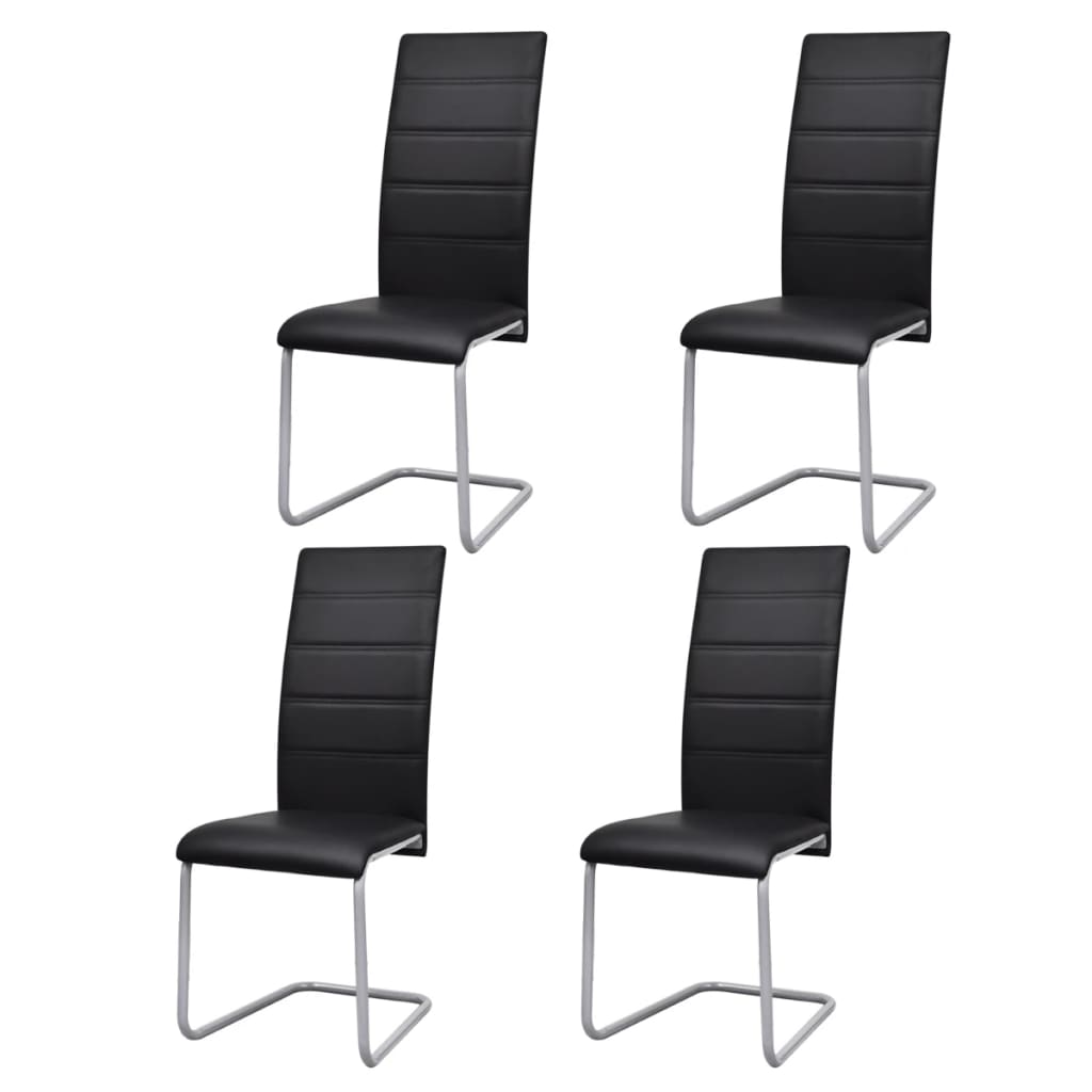 vidaXL Cantilever Chairs 4 pcs Black Faux Leather