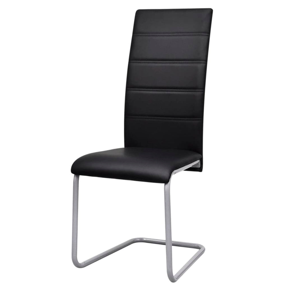 vidaXL Cantilever Chairs 4 pcs Black Faux Leather