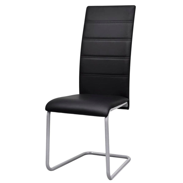 vidaXL Cantilever Chairs 4 pcs Black Faux Leather