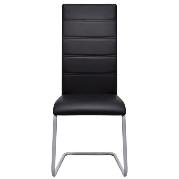 vidaXL Cantilever Chairs 4 pcs Black Faux Leather