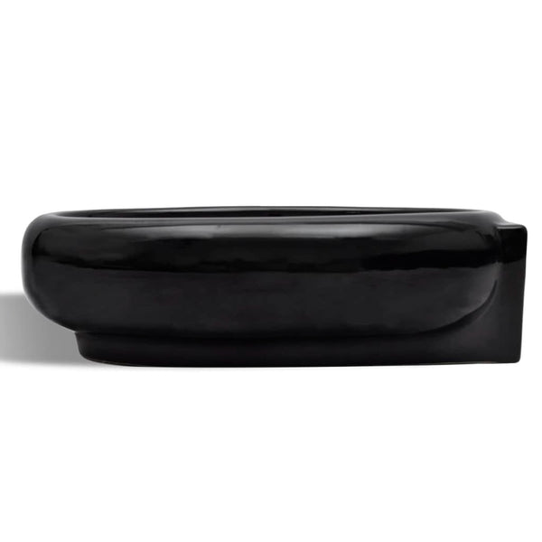 vidaXL Ceramic Basin with Faucet/Overflow Hole Black Round