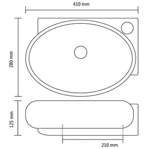 vidaXL Ceramic Basin with Faucet/Overflow Hole Black Round