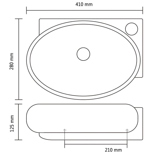 vidaXL Ceramic Basin with Faucet/Overflow Hole Black Round