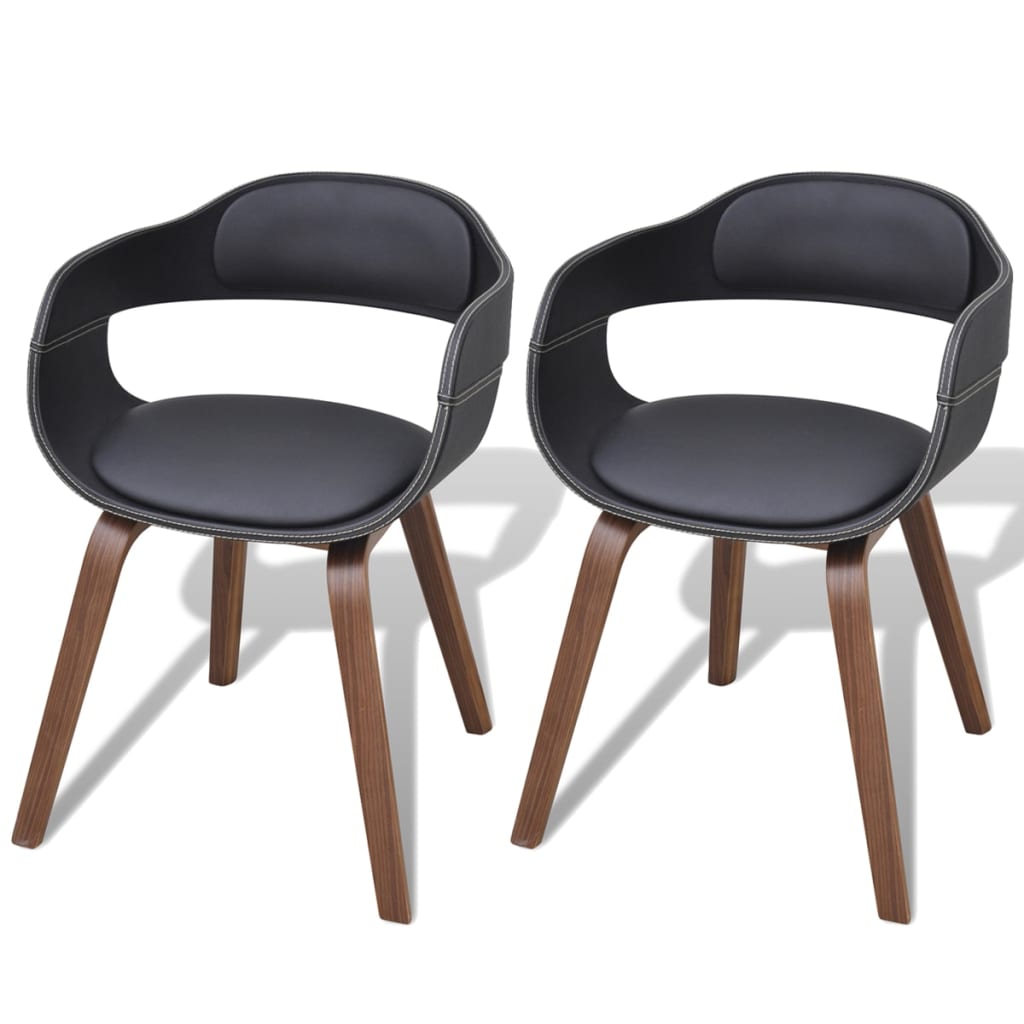 vidaXL Dining Chairs 2 pcs Black Bentwood and Faux Leather