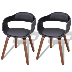 vidaXL Dining Chairs 2 pcs Black Bentwood and Faux Leather